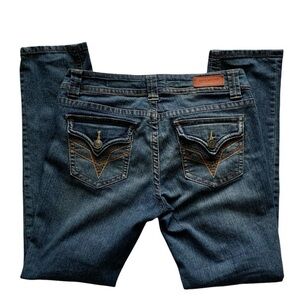 Vigold Women's 9/10 Blue Cotton Blend Jeans Straight Skinny Leg Fit